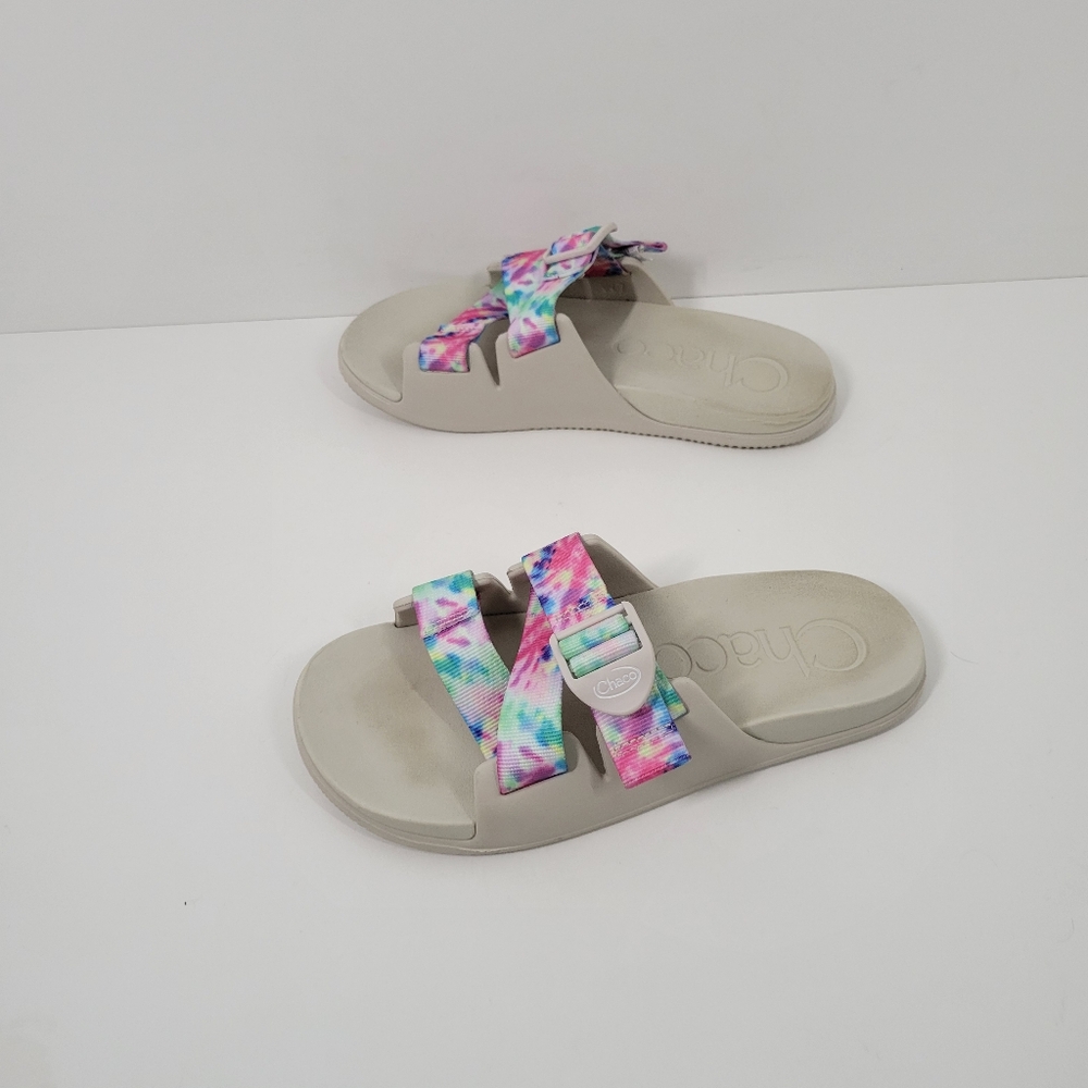 Chaco Chillos Light Gray Tie Dye Slip On Sandals Slides Women’s Size 7 - Picture 3 of 6